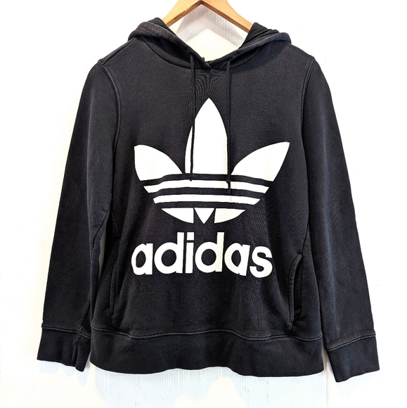 ADIDAS Originals Women's Trefoil Hoodie Black and White - Picture 3 of 11